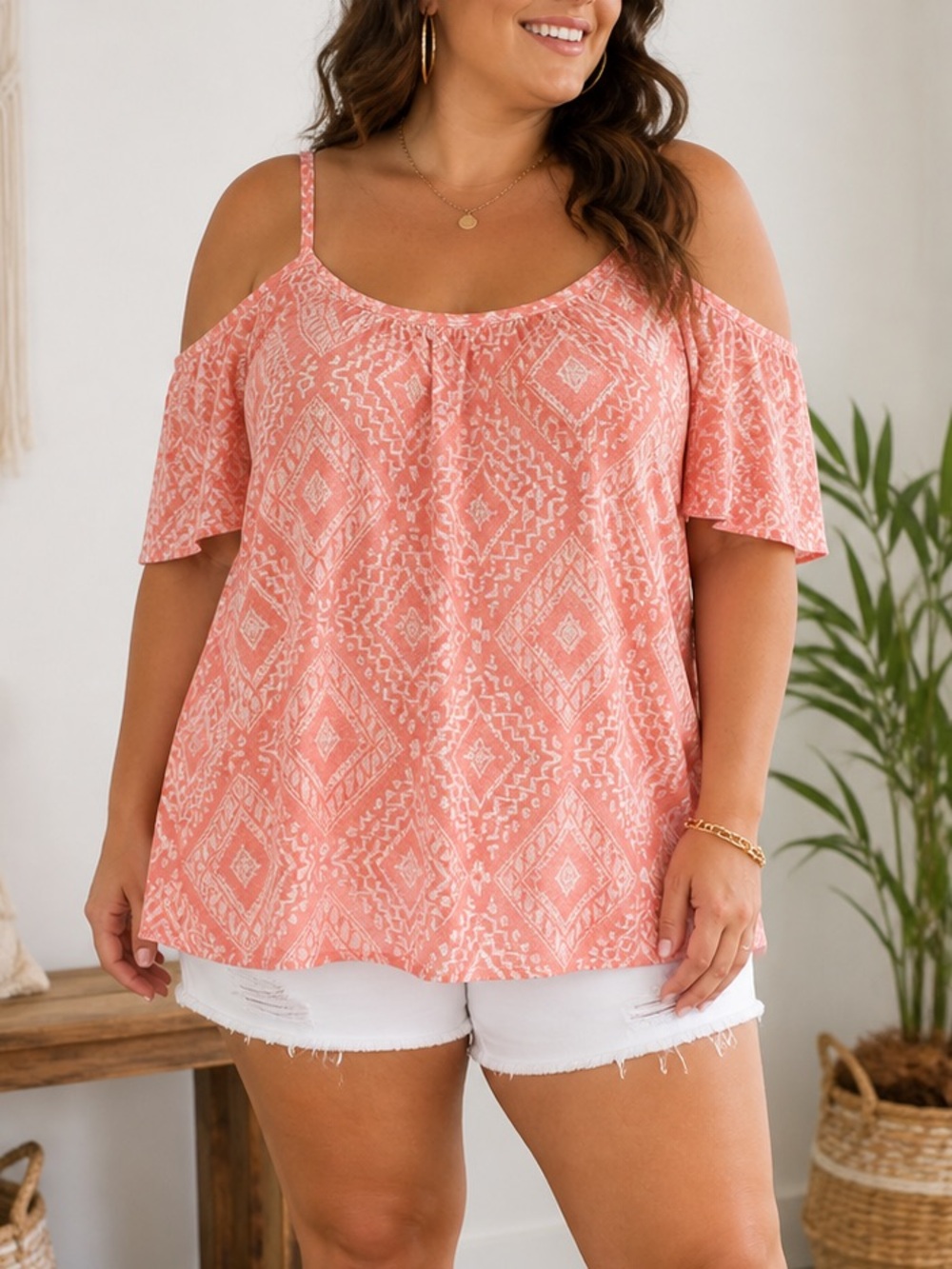 Torrid Patterned Cold Shoulder Top